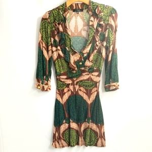 T Bags Los Angeles Mini Dress‎ Green Floral